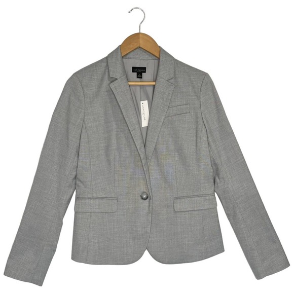 Ann Taylor Jackets & Blazers - New Ann Taylor Womens 4 One Button Blazer Lined Notched Collar Pockets Gray